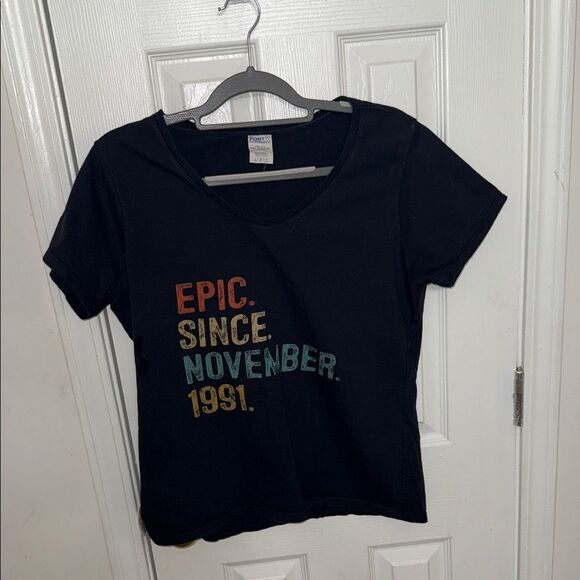 Faded Glory Black T-Shirt with Colorful Graphic - Picture 1 of 6